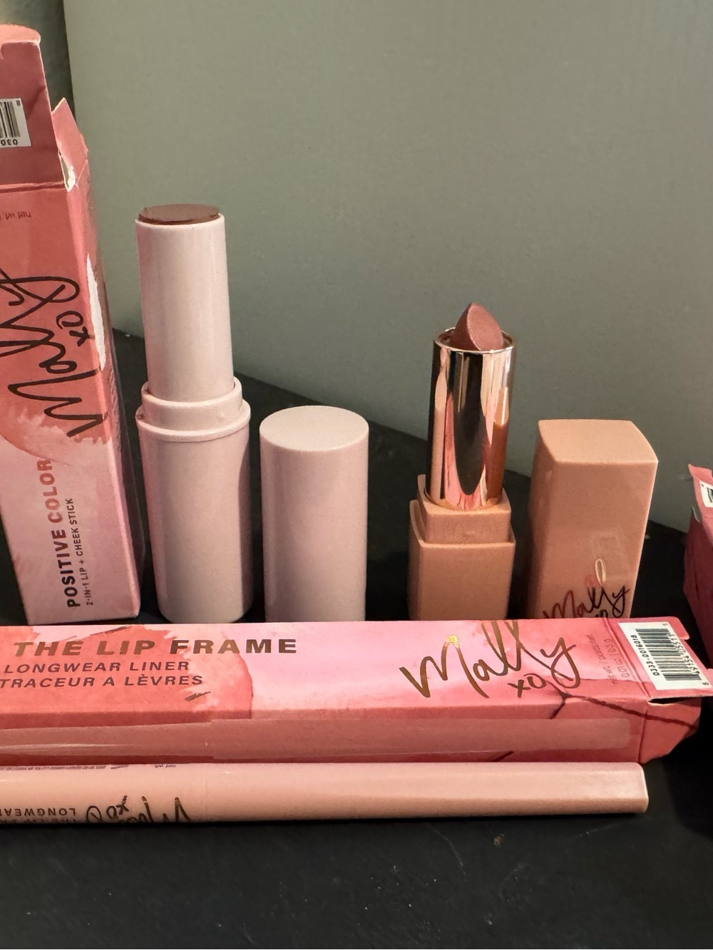 Mally Beauty Pink Nude Lipstick, Lip Liner Duo and Cheek Stick